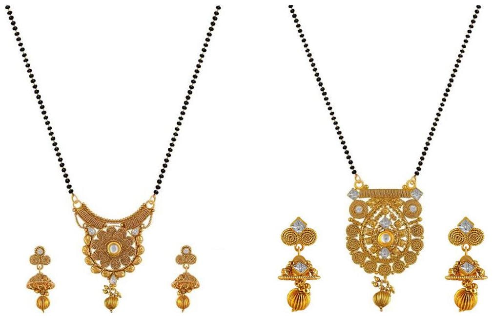 

Aabhu Regular Combo of 2 Mangalsutra with Chain and Earrings Jewellery Set for Women