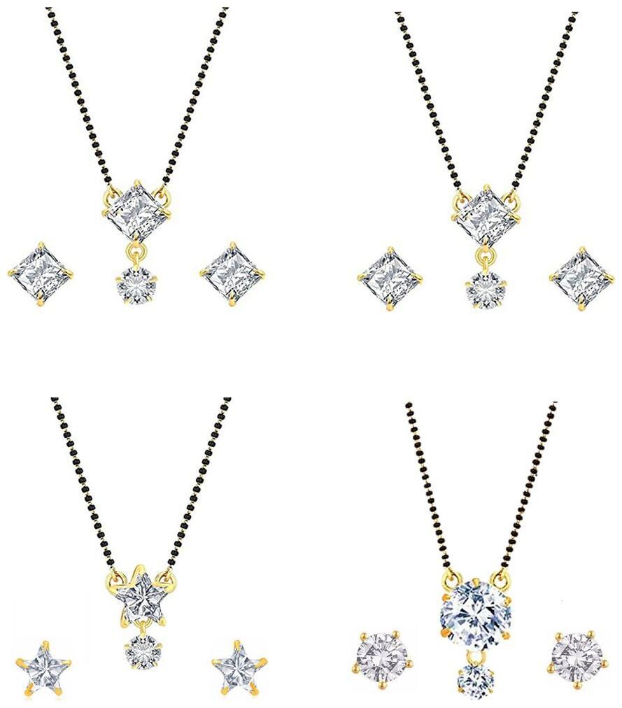 

Aabhu Regular Combo of 4 Mangalsutra with Chain and Stud Earrings Jewellery Set for Women
