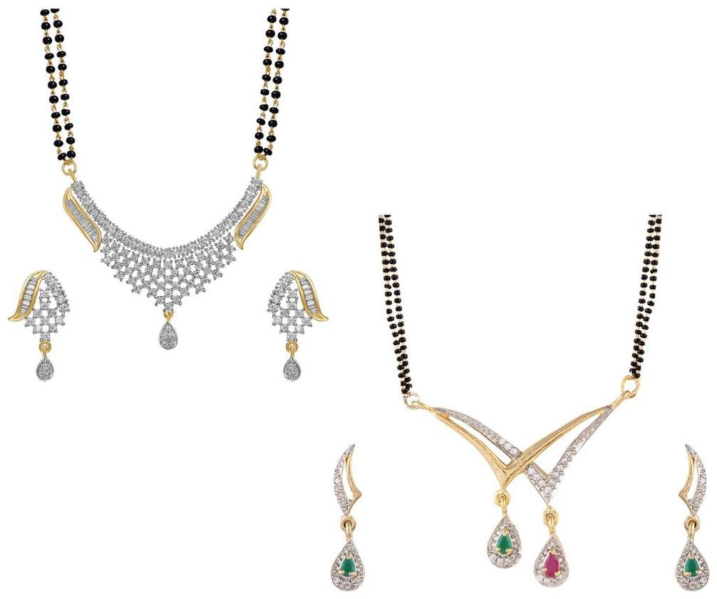 

Aabhu Stylish Combo of 2 Mangalsutra with Earrings Pair Jewellery Set for Women