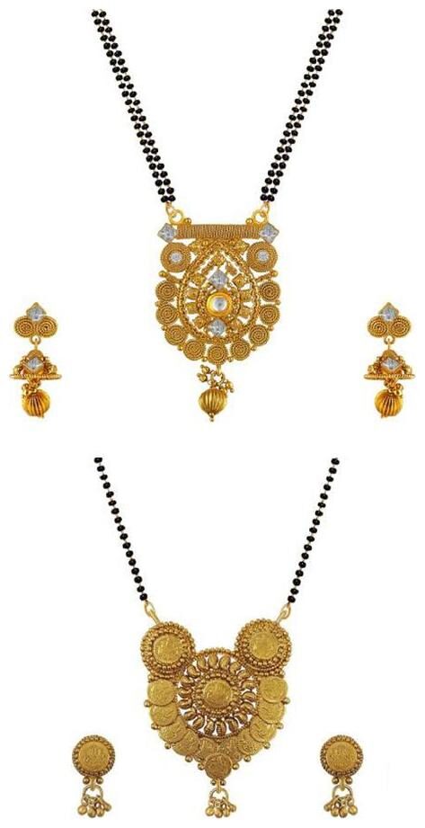 

Aabhu Stylish Combo of 2 Mangalsutra with Earrings Pair Jewellery Set for Women