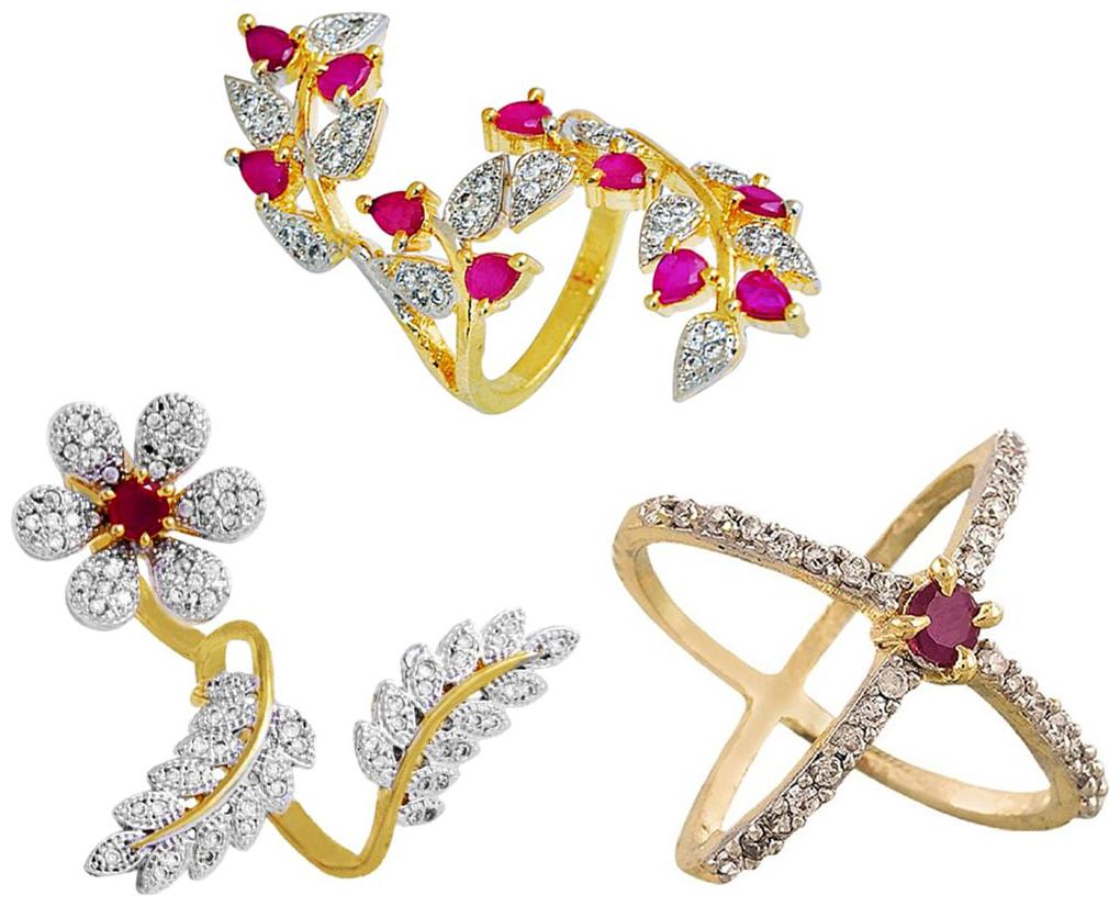 

Aabhu Stylish Combo of 3 Party Wear Finger Rings Jewellery For Women And Girls