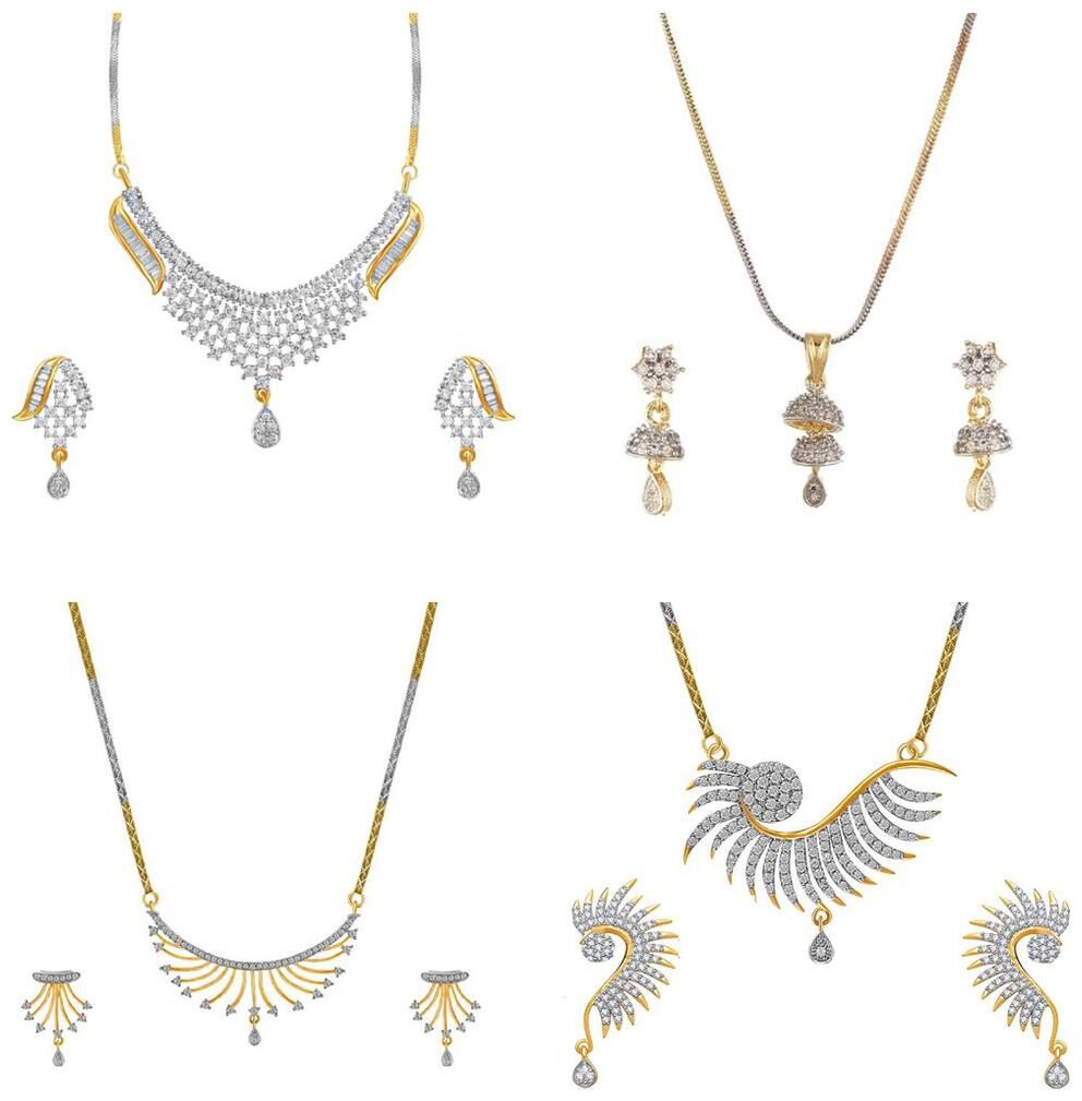 

Aabhu Stylish Combo of 4 Mangalsutra with Chain and Earrings Jewellery Set for Women