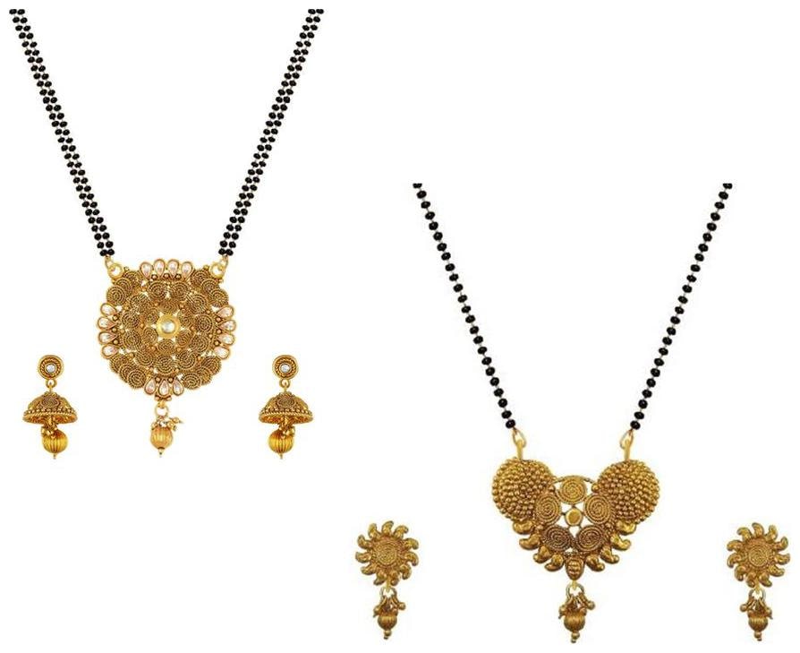 

Aabhu Stylish Combo of 2 Mangalsutra with Chain and Earrings Jewellery Set for Women