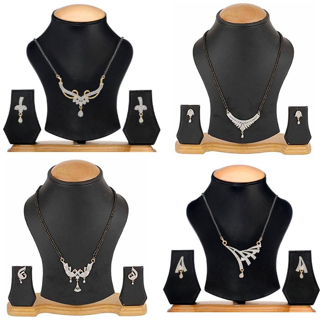 

Aabhu Stylish Combo of 4 Mangalsutra with Chain and Earrings Jewellery Set for Women
