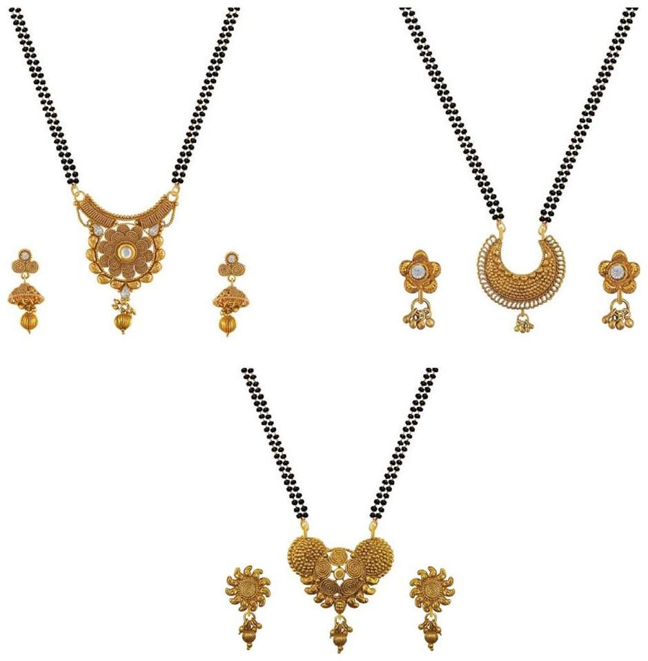 

Aabhu Stylish Combo of 3 Mangalsutra with Chain and Earrings Jewellery Set for Women