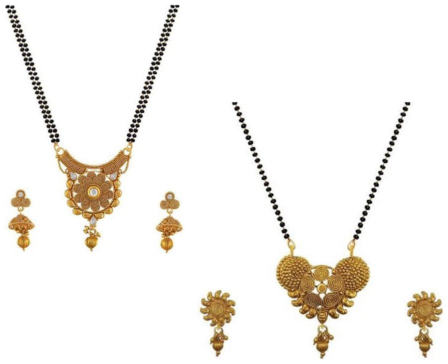 

Aabhu Stylish Combo of 2 Mangalsutra with Chain and Earrings Jewellery Set for Women