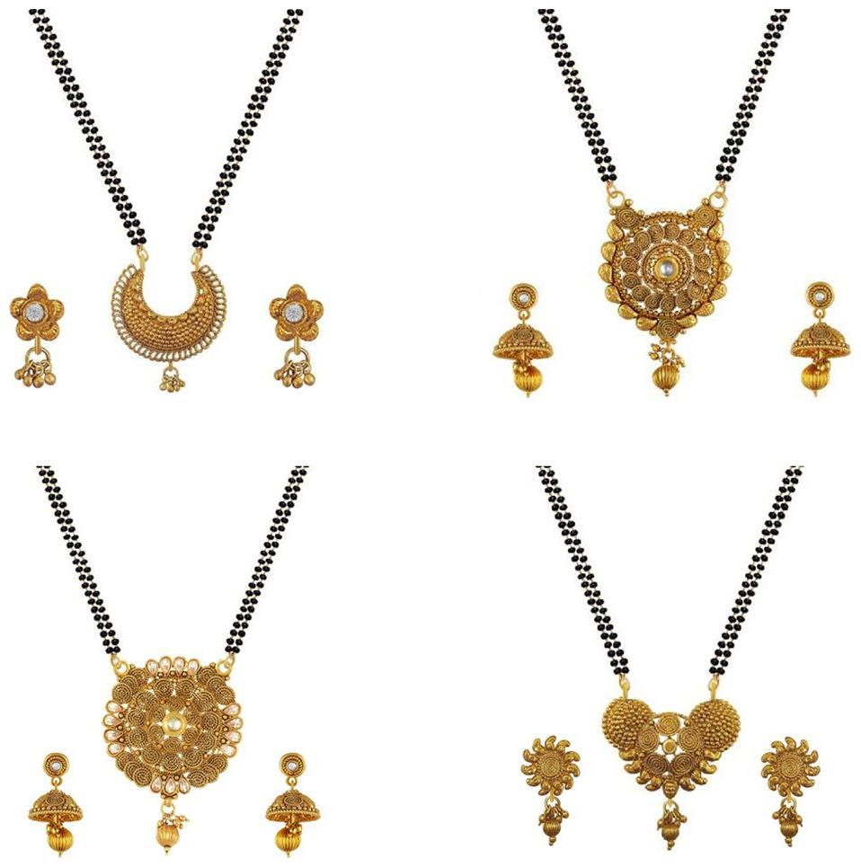 

Aabhu Stylish Combo of 4 Mangalsutra with Earrings Pair Jewellery Set for Women