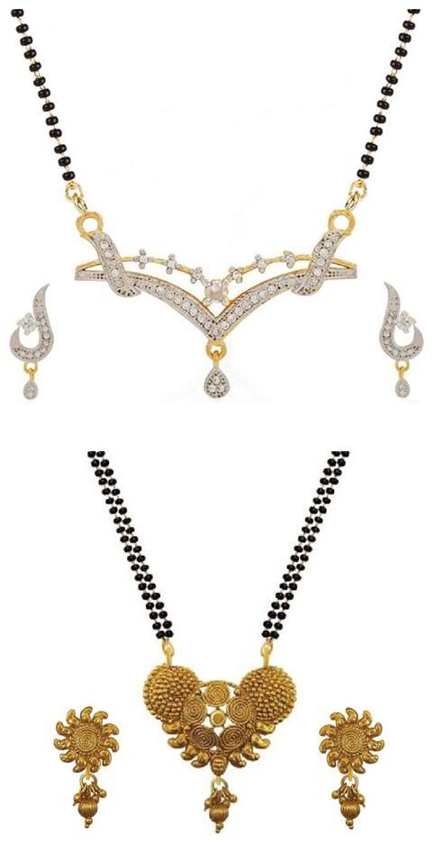 

Aabhu Stylish Combo of 2 Mangalsutra with Earrings Pair Jewellery Set for Women