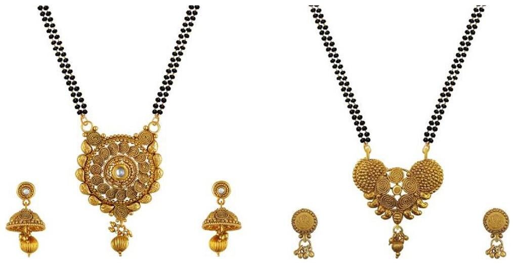 

Aabhu Stylish Combo of 2 Mangalsutra with Chain and Earrings Jewellery Set for Women