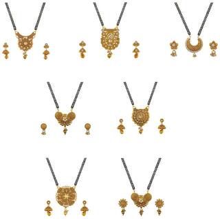Aabhu Stylish Combo of 7 Mangalsutra with Earrings Pair Jewellery Set for Women