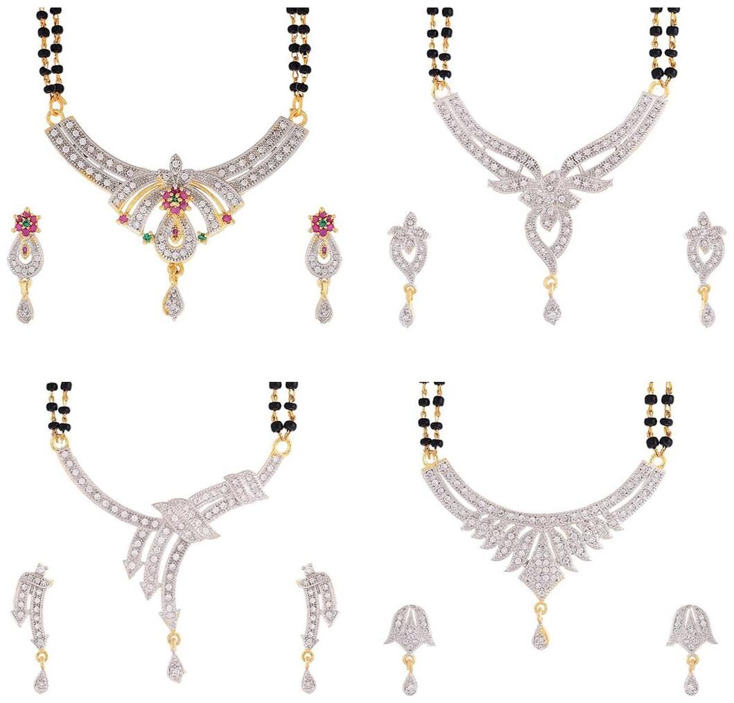 

Aabhu Stylish Combo of 4 Mangalsutra with Chain and Earrings Jewellery Set for Women