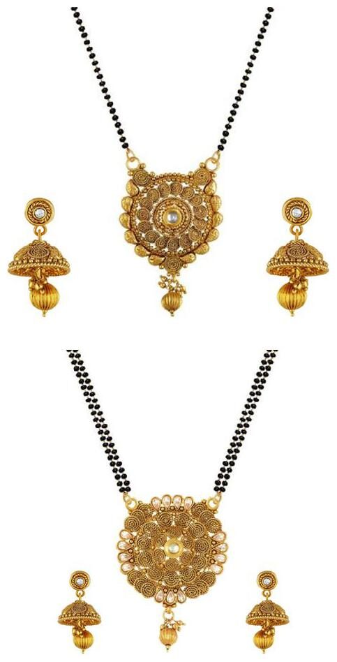 

Aabhu Stylish Combo of 2 Mangalsutra with Chain and Earrings Jewellery Set for Women