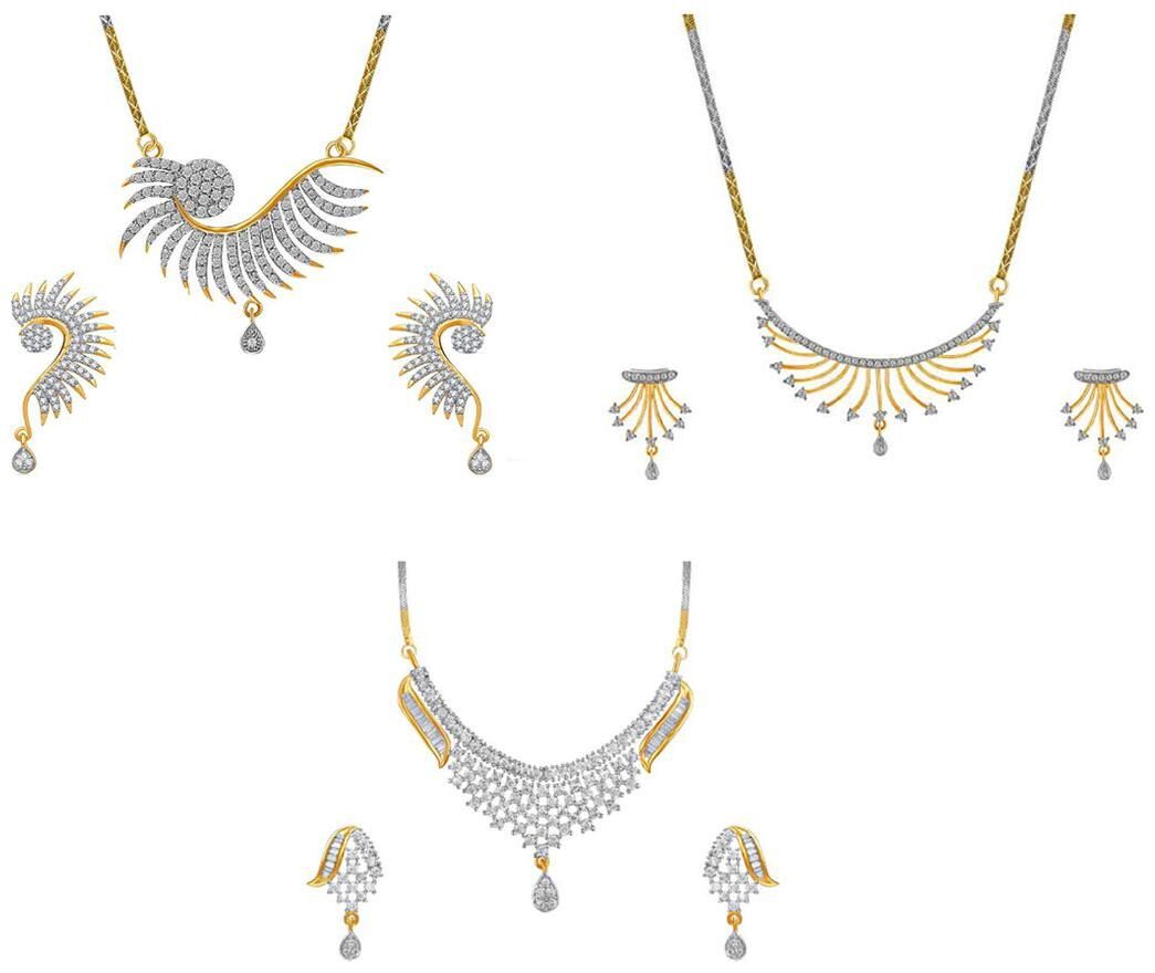 

Aabhu Stylish Combo of 3 Mangalsutra with Earrings Pair Jewellery Set for Women