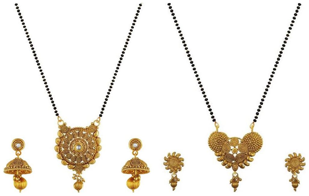 

Aabhu Stylish Combo of 2 Mangalsutra with Chain and Earrings Jewellery Set for Women
