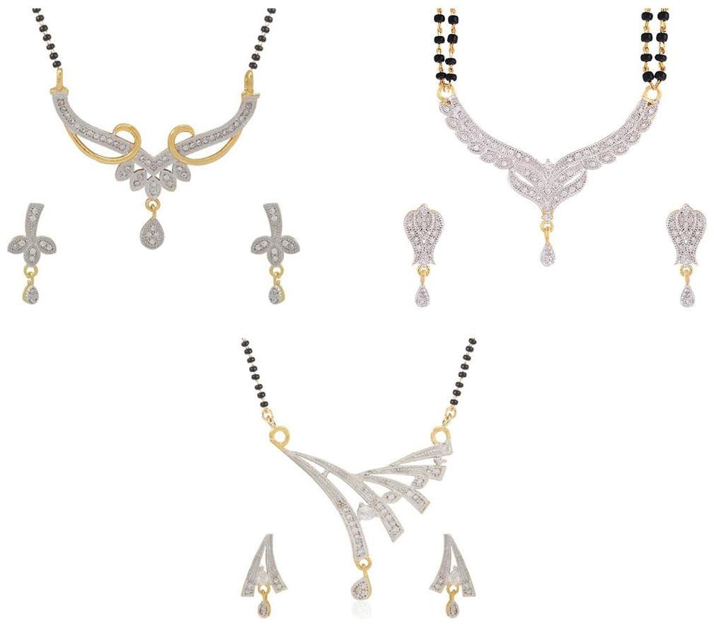 

Aabhu Stylish Combo of 3 Mangalsutra with Chain and Earrings Jewellery Set for Women