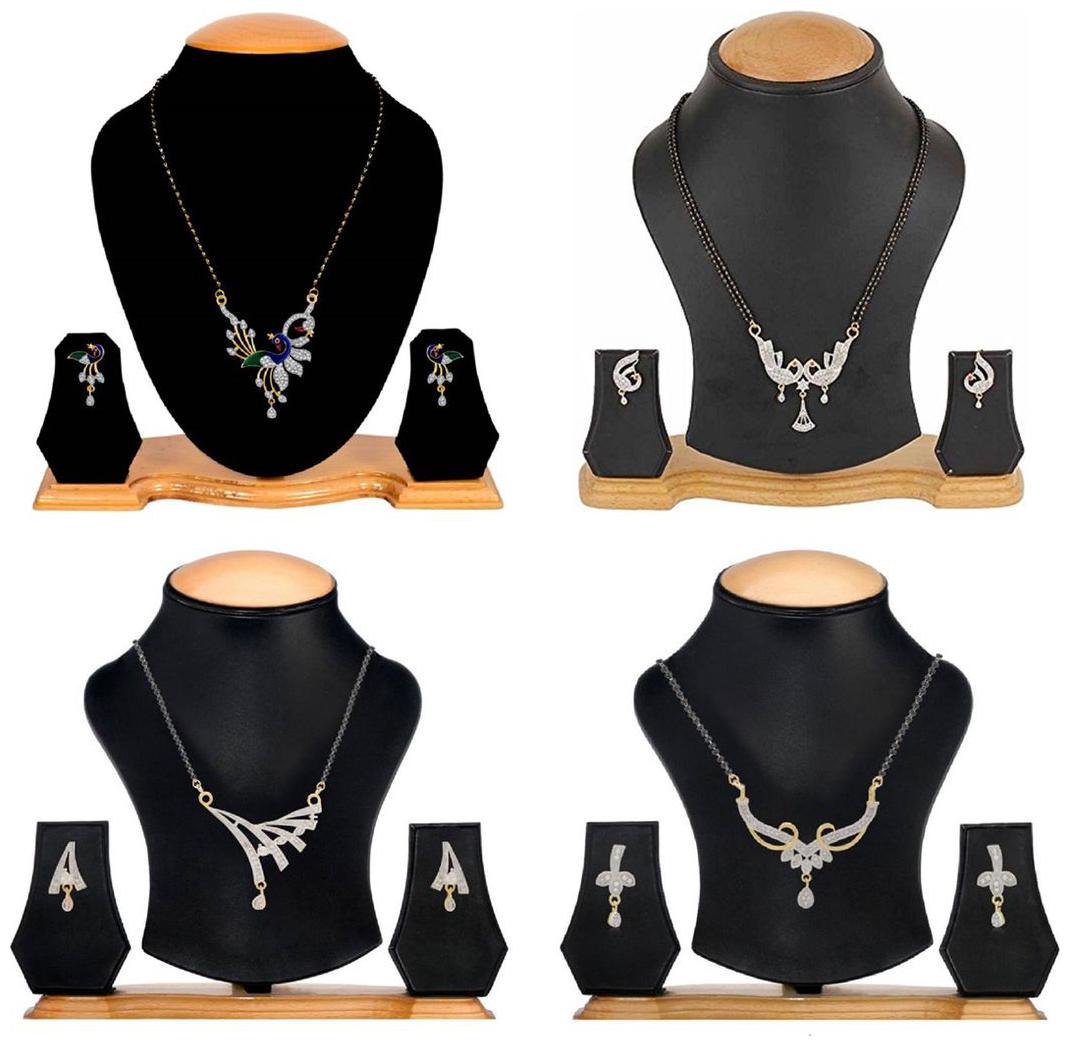 

Aabhu Stylish Combo of 4 Mangalsutra with Earrings Pair Jewellery Set for Women
