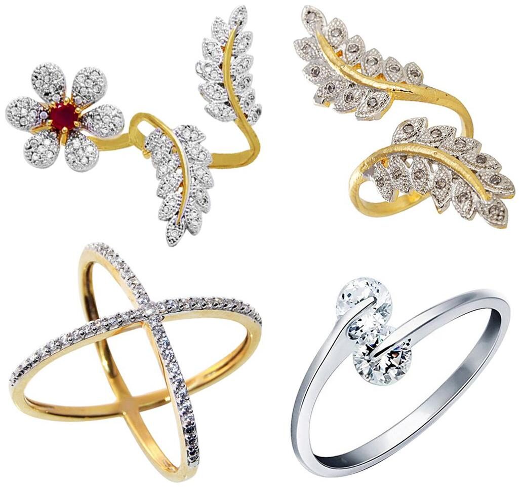 

Aabhu Stylish Combo of 4 Party Wear Finger Rings Jewellery For Women And Girls