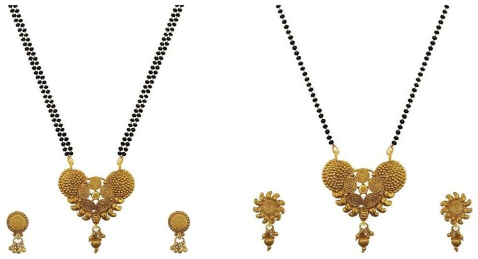 

Aabhu Stylish Combo of 2 Mangalsutra with Chain and Earrings Jewellery Set for Women