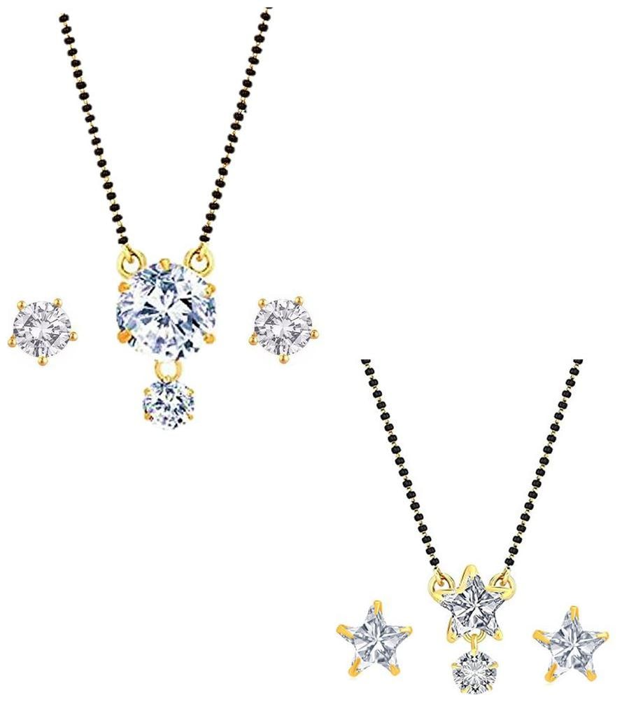 

Aabhu Stylish Combo of 2 Mangalsutra with Chain and Stud Earrings Jewellery Set for Women