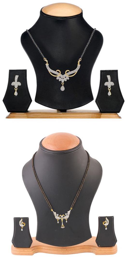

Aabhu Stylish Combo of 2 Amercian Diamond Mangalsutra with Earrings Jewellery Set for Women