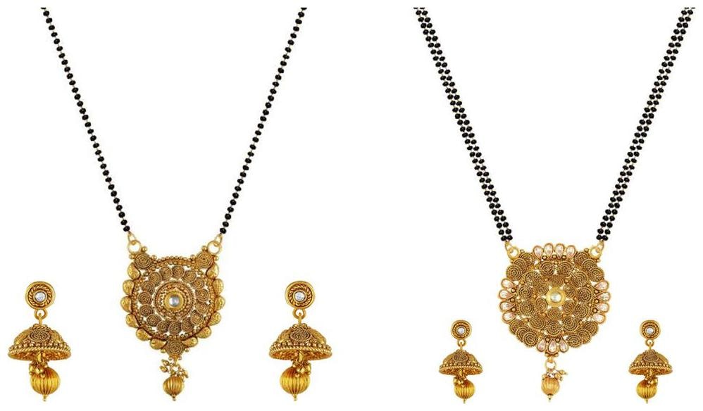 

Aabhu Stylish Combo of 2 Mangalsutra with Chain and Earrings Jewellery Set for Women