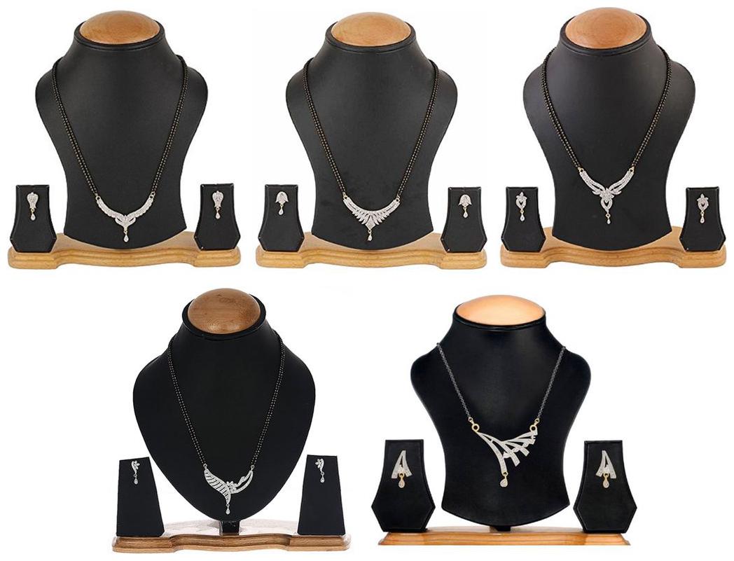 

Aabhu Traditional Combo of 5 Mangalsutra with Chain and Earrings Jewellery Set for Women