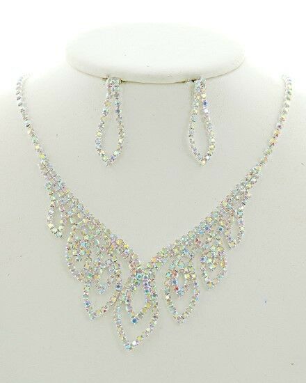

Ab Casting-rhinestone Necklace Earring Set