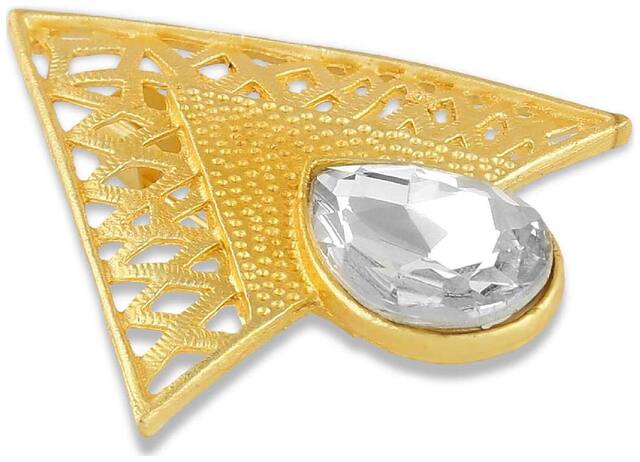 AccessHer American Diamond Golden Brass Unisex Kurta brooch for men and women