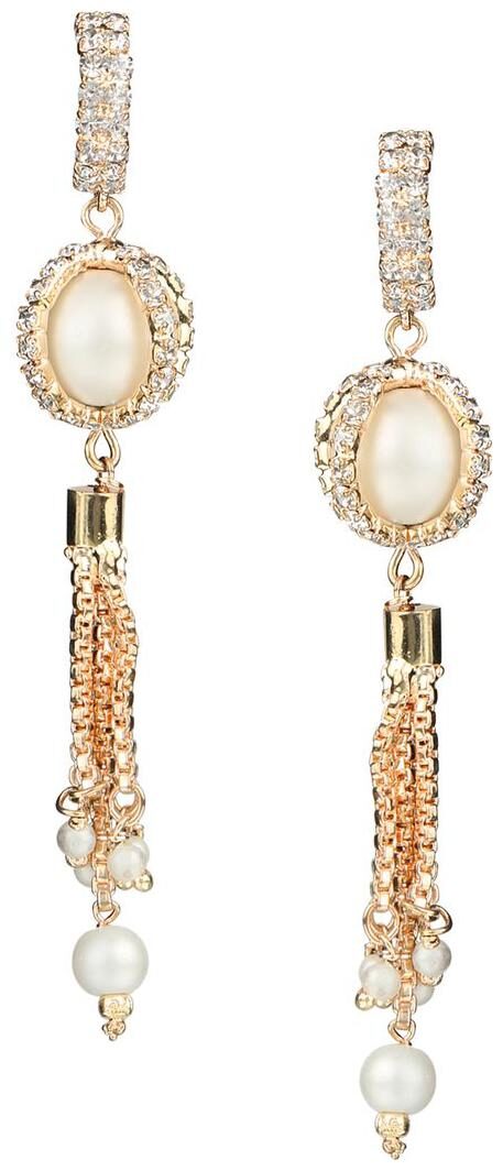 

AccessHer chain tassles rhinestone and pearl dangle earrings for women