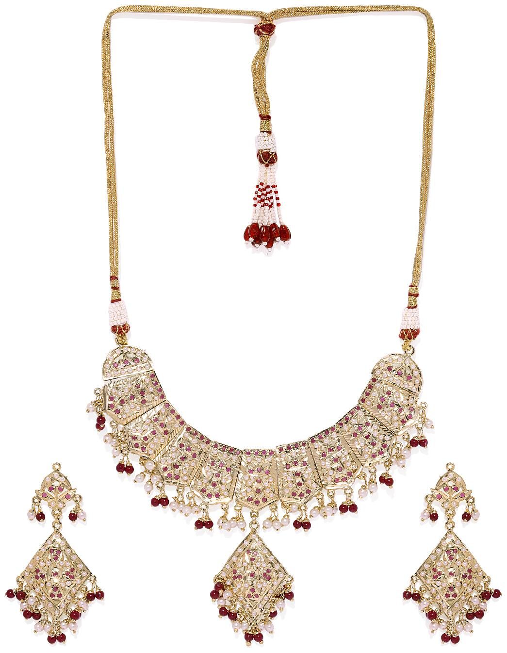 

AccessHer Gold plated pearl and polki necklace