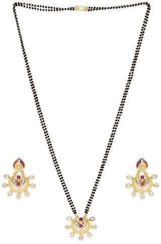 ACCESSHER Gold Brass Jadau Kundan Mangalsutra for Women Girls