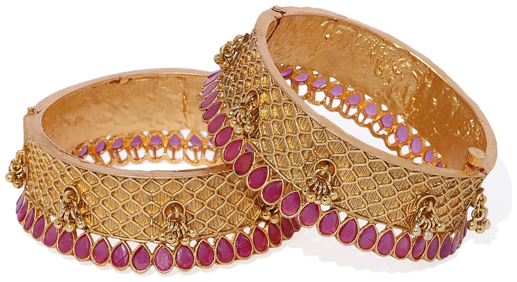 

AccessHer Rajasthani Gold Plated Ethnic patla kada Bangles for Women - 2 6