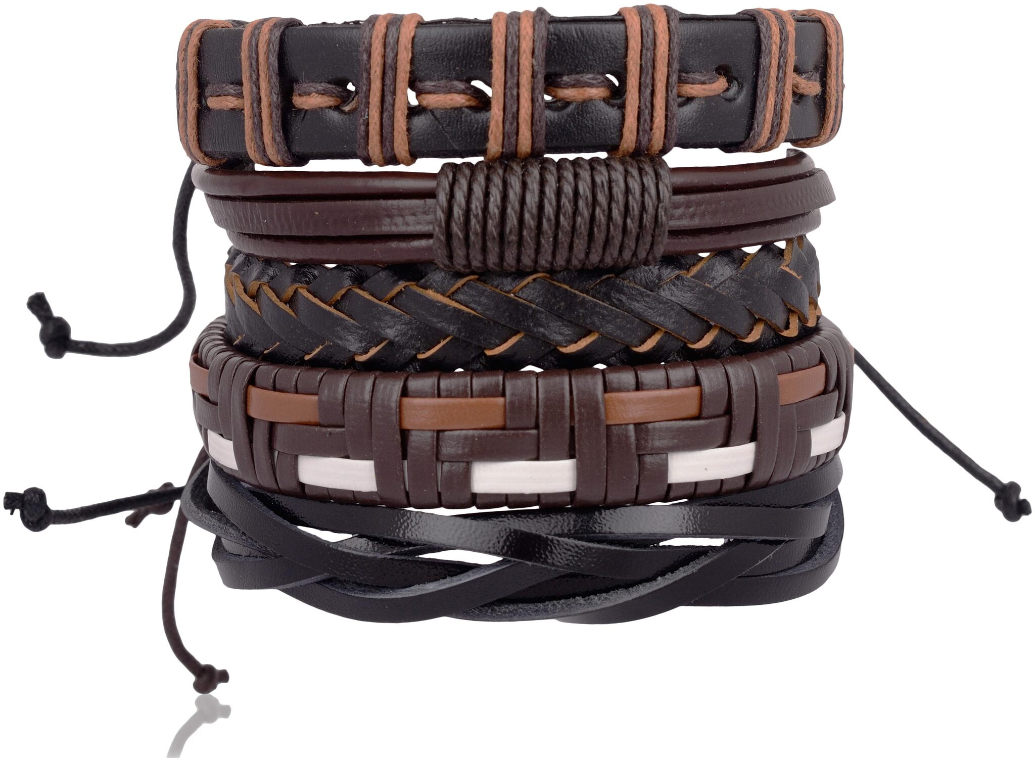 

Accessorisingg Set of 5 Adjustable Faux Leather Textured Bracelet in Brown BR180