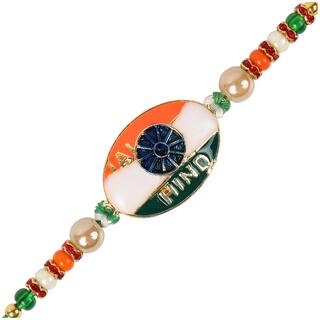 Accessorisingg Rakshabandhan 2019 Indian Flag Tricolor JAI HIND Rakhi in Gift Box and Kumkum-Chawal [RA023]