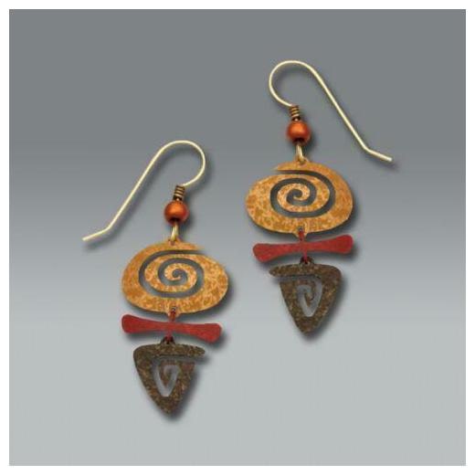 

Adajio 3 Part Round Triangular SPIRAL with BONE Earrings Gold Copper Brown 7161