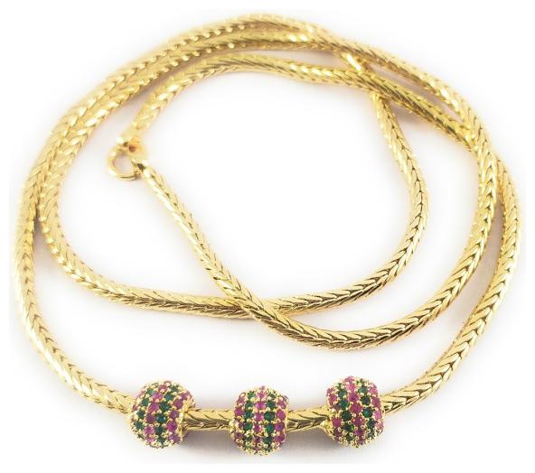 

AFJGOLD One Gram Gold Plated Traditional Jewellery Mugappu Chain For Women And Girls