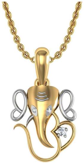 AG JEWELLERY AVSAR JEWELLERY Real Gold and Diamonds Ganesh Shape Pendant GOD015
