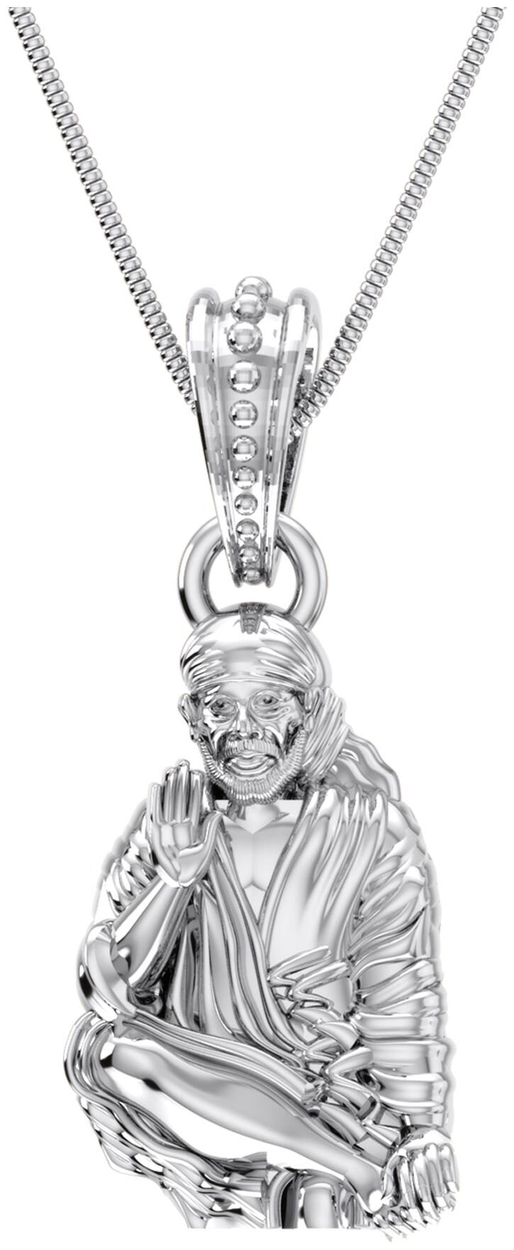

Akshat Sapphire Sterling Silver (92 5 purity) God Sai baba Pendant for Men Women Pure Silver Lord Sai baba Locket for Good Health Wealth