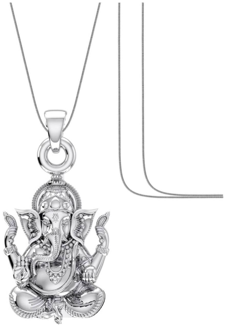 

Akshat Sapphire Sterling Silver (92 5 purity) God Ganesha Chain Pendant (Pendant with Snake Chain) for Men Women Pure Silver Lord Ganapathy Chain Locket for Good Health Wealth