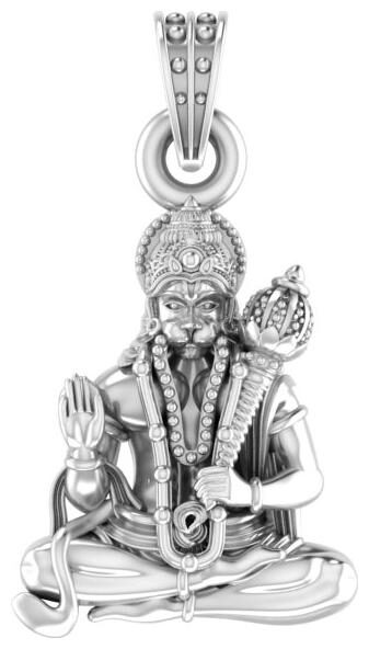 

Akshat Sapphire Sterling Silver (92 5 purity) God Hanuman (Big Size) Pendant for Men Pure Silver Lord Bajrang Bali (Big Size) Locket for Good Health Wealth