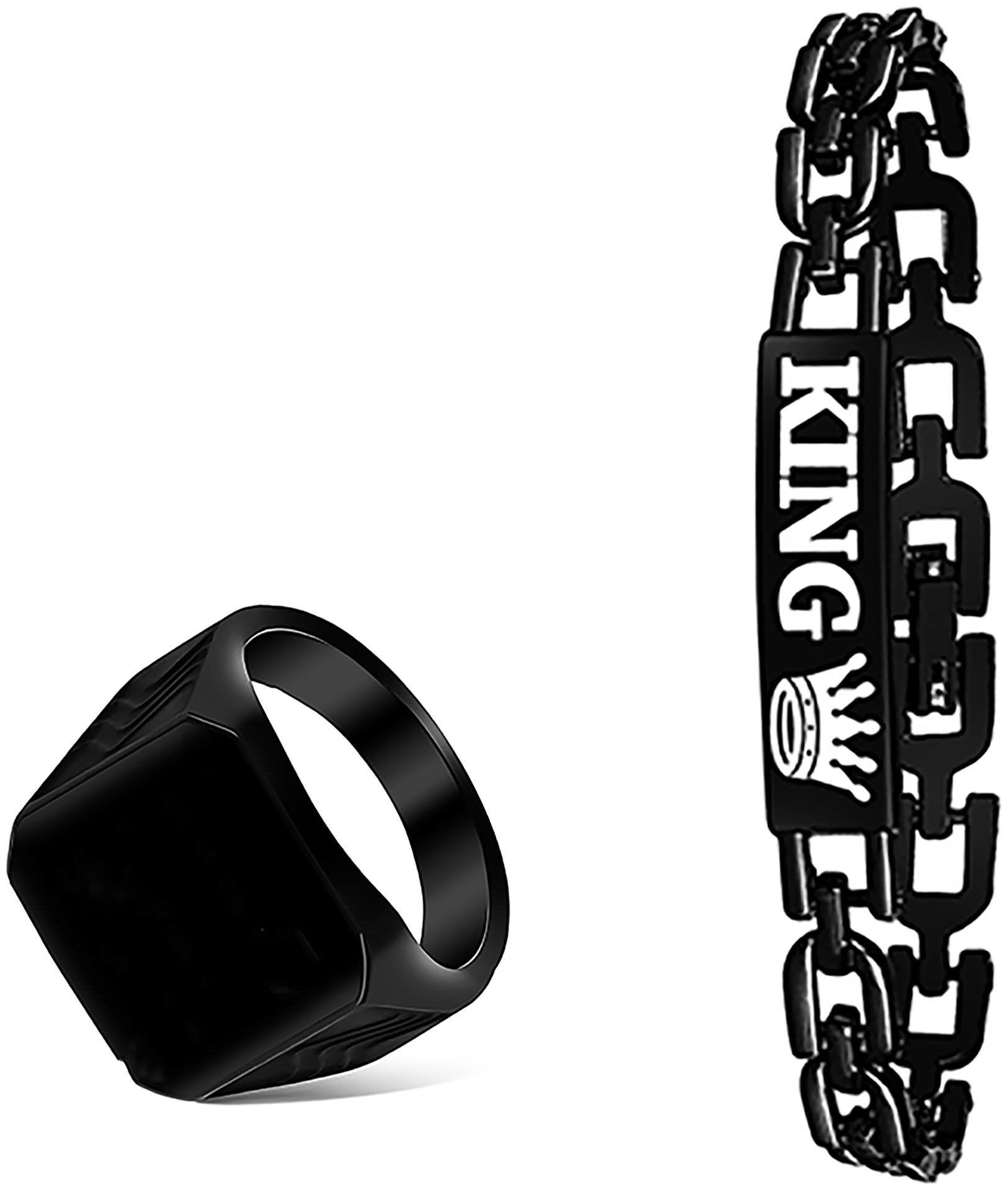

Alanswiss Royal Black Ring With King Bracelet For Men