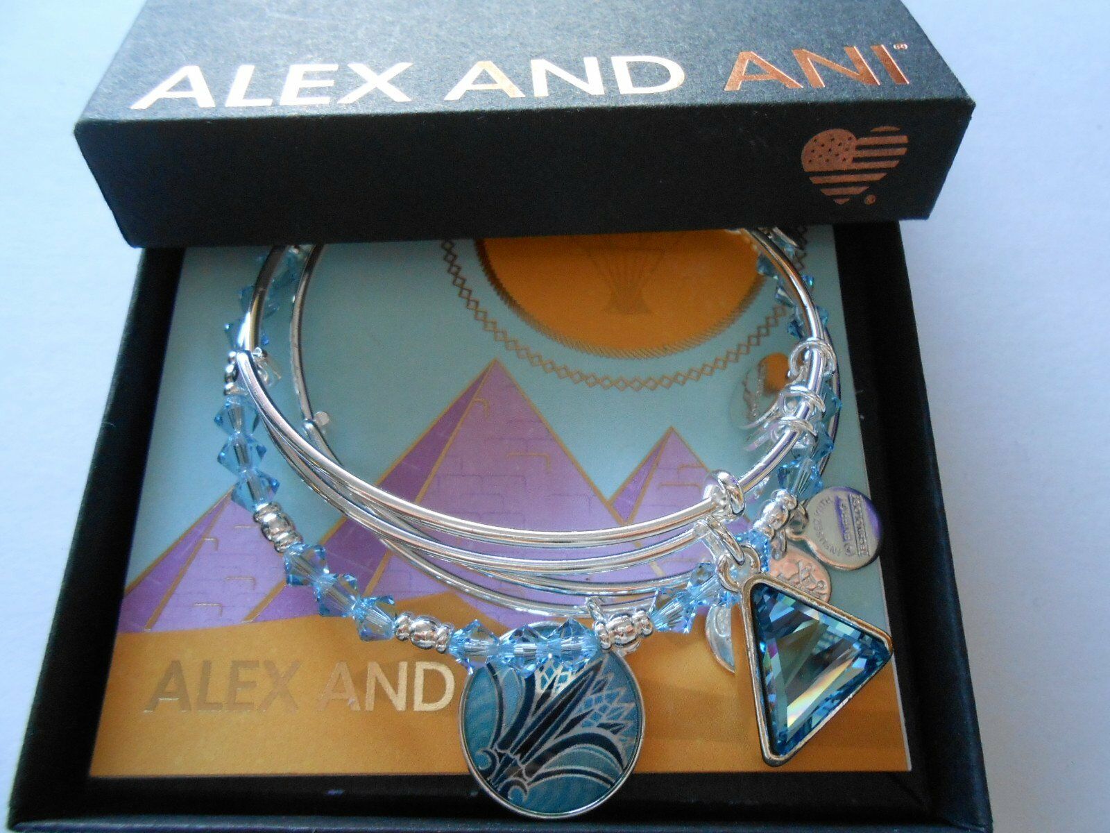 

Alex and Ani Blue Lotus Set of 3 Bangle Bracelet Shiny Silver NWTBC