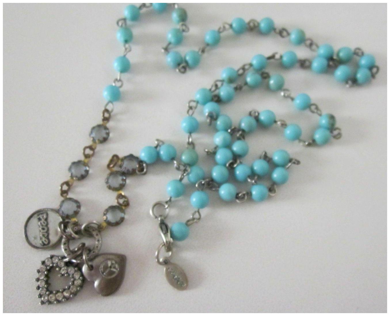 

America Eagle Outfitters AEO turquoise blue beads PEACE necklace NWT 29 50
