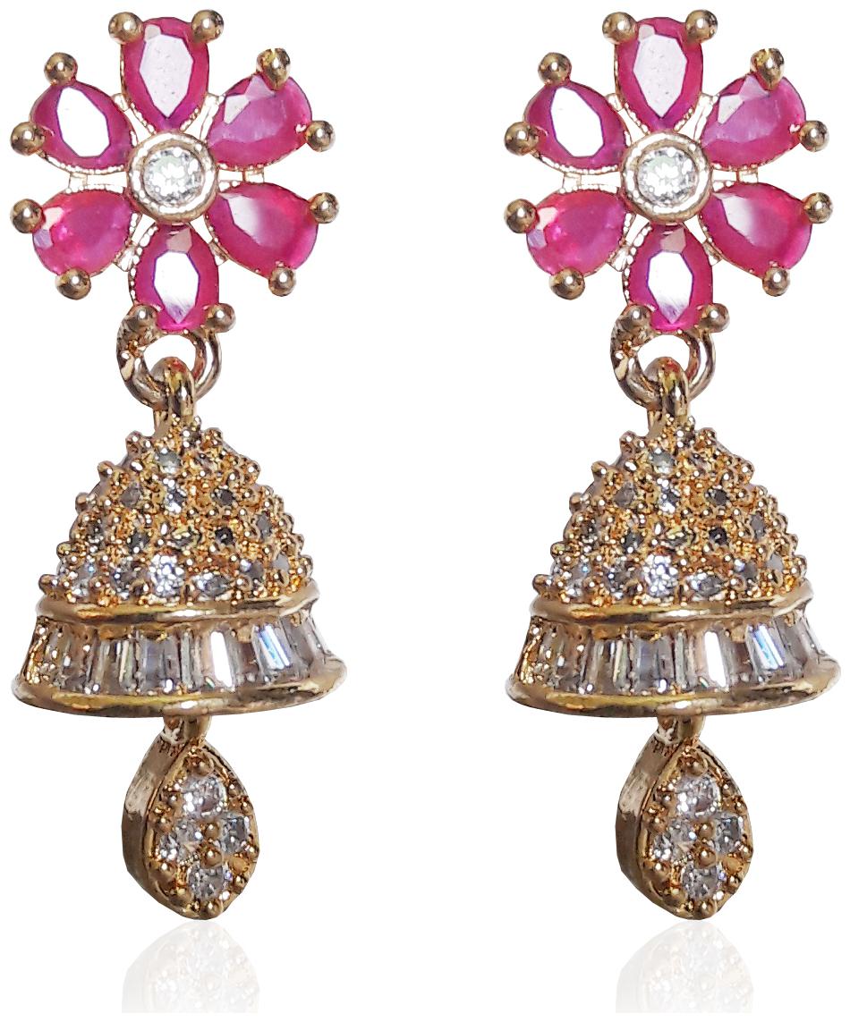 

American Diamond CZ Classic Jhumka Earrings For Girls And Women Cubic Zirconia Alloy Jhumki Earring