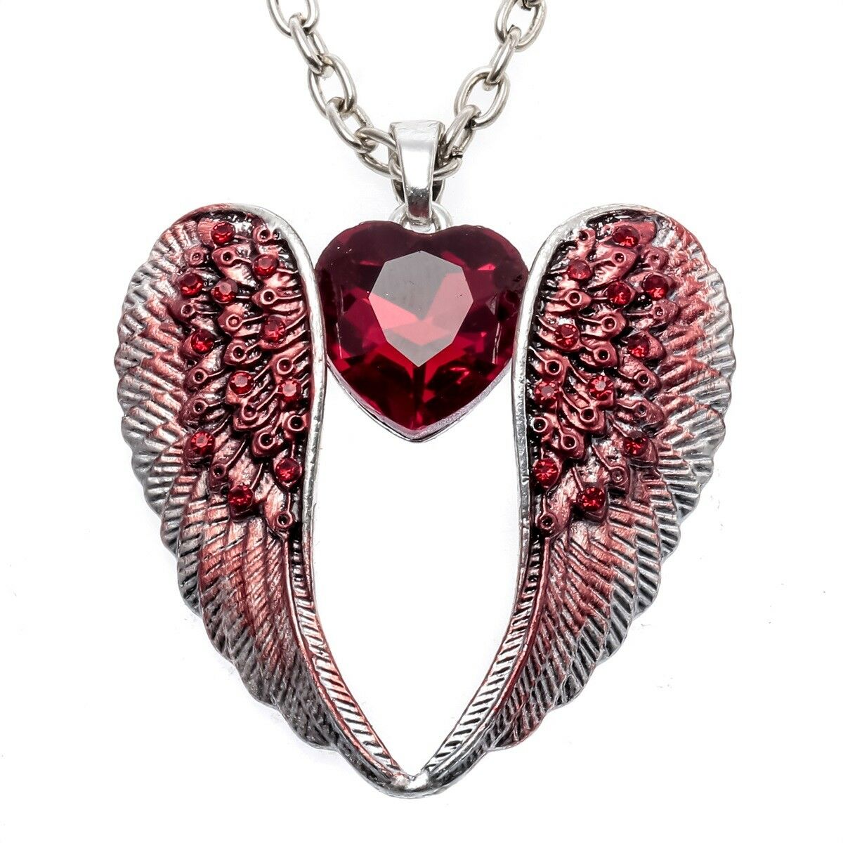 

Angel wing heart choker necklace bling jewelry gifts for women NC06 silver