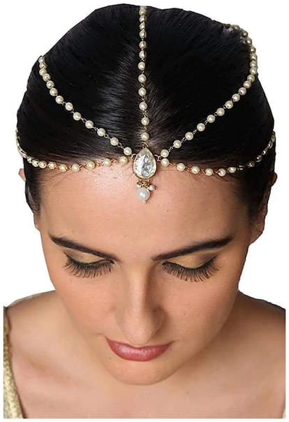 Ankur exotic gold plated kundan pearl mangtika for women