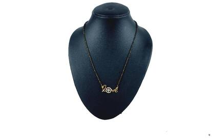 Ankur sparkling rose gold plated CZ solitaire love mangalsutra for women