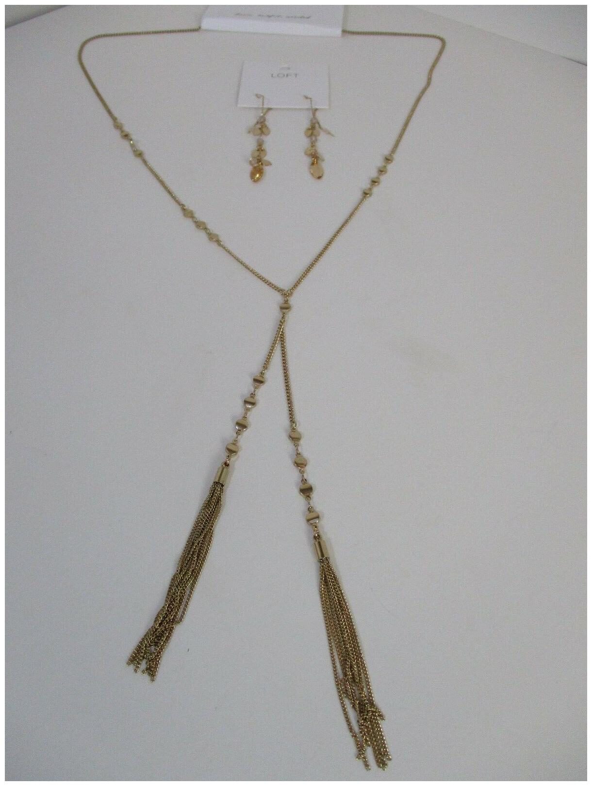 

Ann Taylor LOFT MetallicTassel Pendant Layered Necklace NWT 34 50 Earrings Set 2