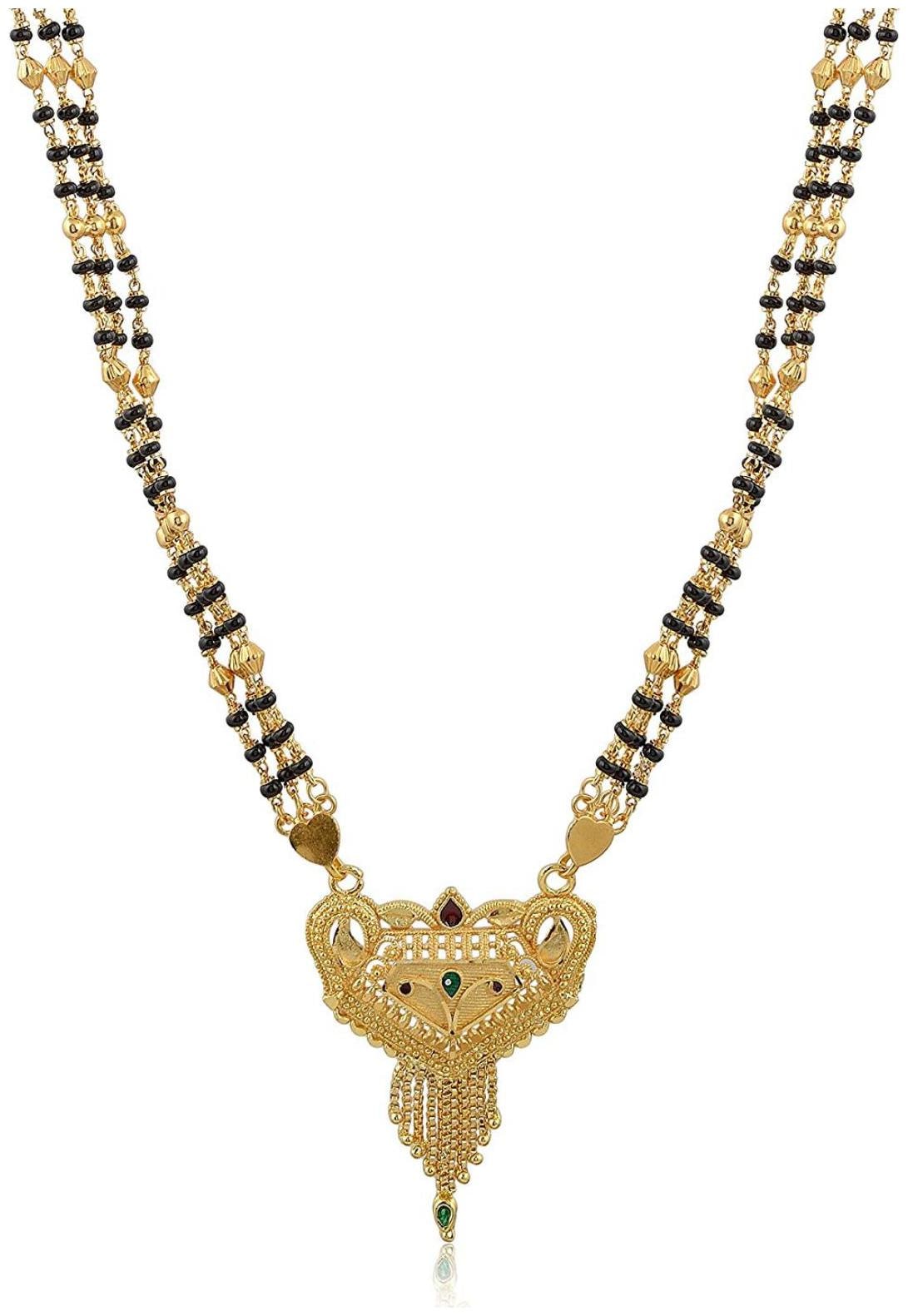 

Antic Immitation Art Black Gold Plated Brass Mangalsutra for Women (AA013)