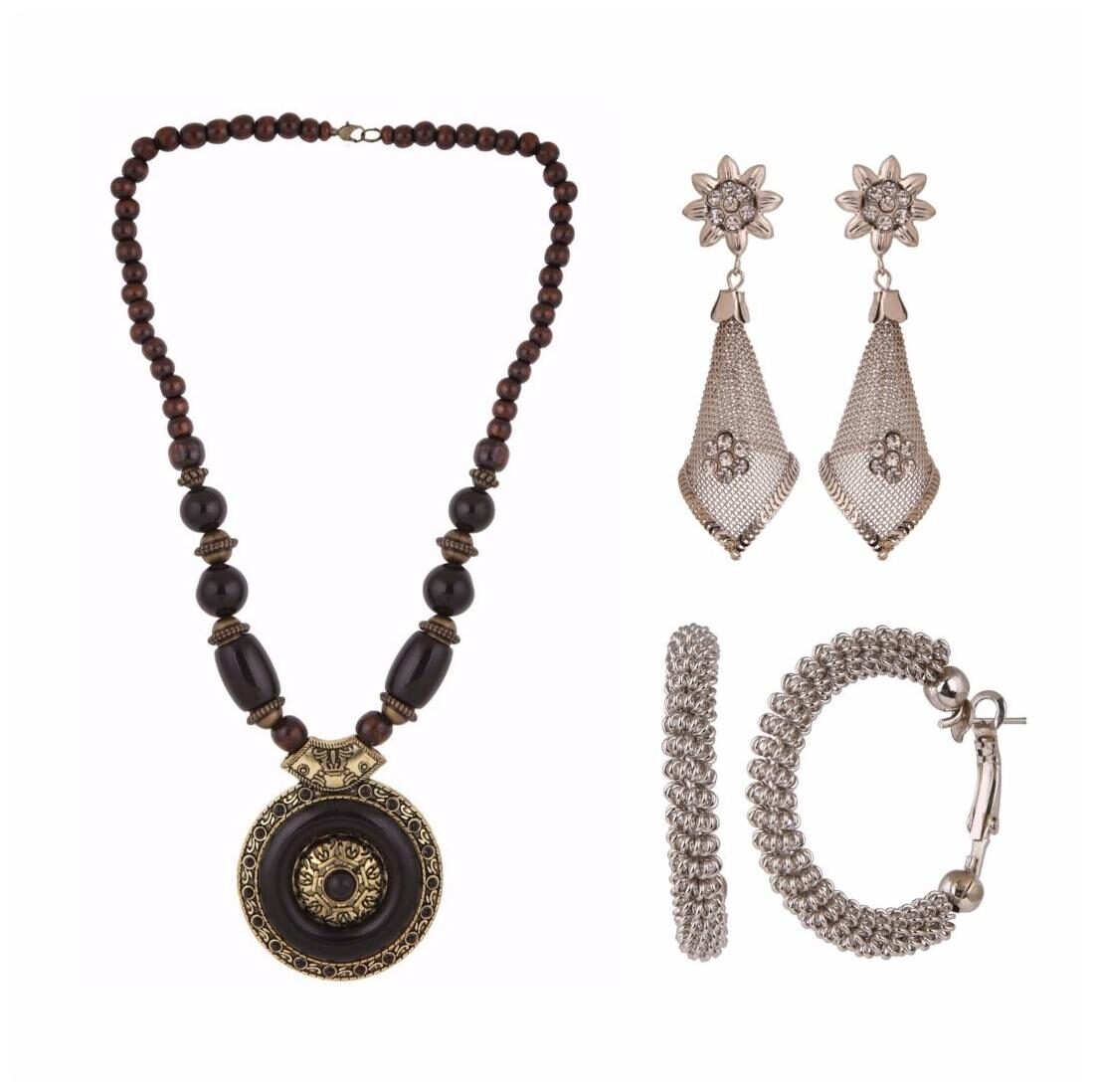 

Archi Collection Combo Of Trendy 1 Necklace 2 Pair Of Earrings For Girls Womens